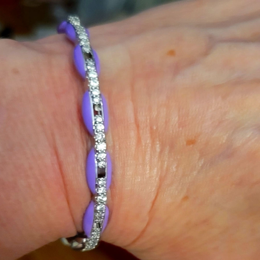 Melania Clara NWT Silver Lilac August Bracelet 7-9" - Picture 3 of 8